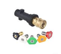 Solaughguy Pressure Washer Quick Connect Adapter for Karcher For K Series, 1/4 Inch Nozzle Connector with 5 Spray Tips, 3600 PSI Brass and Nylon Fitting for Car Wash Patio(1+5)