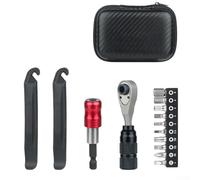 Solaughguy Ratchet Wrench Screwdriver Set with Tire Levers and Storage Box - Multi-Function Repair Kit for Bicycle, Automotive & General DIY Use - Steel, Aluminum Alloy &