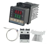 Solaughguy REX-C100 Intelligent Controller with 40A Solid State For Relay, K-Type Thermocouple & Heat Sink Kit for PID Control, 0-1300°C Range, AC