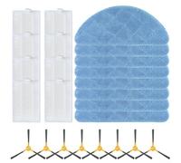 Solaughguy Side Brush Filter Mop Cloth Kit Compatible with Roopo Glass 3 and Glass 4 Robot Vacuum Cleaner, Includes 8 Mop Cloths, 8 Side Brushes, 8 Filters for