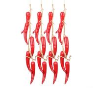 Solaughguy Simulated Pepper Hanging Strings Set of 4 - Realistic Plastic Decorative Peppers with Leaves for Farmhouse, Restaurant, Courtyard & Kitchen Décor - Red,(Style 2)