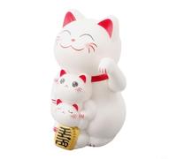 Solaughguy Solar Powered Automatic Waving Lucky Cat Ornament for Home Office Shop Decor, No Batteries Required, Plastic Red Base with Solar Panel, 7.7 x 7.7 x 11.4 cm(White)