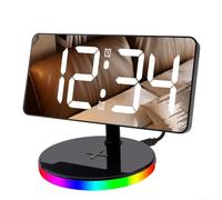Solaughguy Wireless Charging Alarm Clock for Bedside - Digital Clock with RGB Night Light, 15W Fast Charging, 6 Brightness Levels, 12/24-Hour Display, Snooze