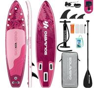 SOLAVERO 10'6'' Inflatable Stand Up Paddle Board Pink with Premium SUP Accessories, Yoga Board with Anti-Slip Comfort EVA Deck for Youth & Adults, SUP for Sunbathing, Yoga & Swimming