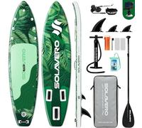 SOLAVERO 11' Inflatable Stand Up Paddle Board, Blow Up Paddle Board with SUP Accessories Suitable for Sea and Lakes, 2+1Family Board for Adults of All Skill Levels, 420LB Capacity