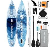 SOLAVERO 12' 5" Inflatable Stand Up Paddle Board with Seat, Extra Large Paddleboard for Adults & Youth, 6" Thick All-Round SUP Board Kit with Premium Accessories for 2+1 People/Family, 250kg Capacity