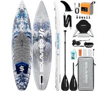 SOLAVERO 12' 5" Inflatable Stand Up Paddle Board with Seat, Extra Large Paddleboard for Adults & Youth, 6" Thick All-Round SUP Board Kit with Premium Accessories for 2+1 People/Family, 250kg Capacity