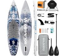 SOLAVERO Inflatable Stand Up Paddle Board 12'5"×33" Extra Large SUP with Seat Premium Accessories Anti-Slip EVA Deck for Youth & Adults 600lb Capacity Adventure Paddleboard for Lake River Ocean
