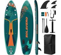 SOLAVERO Inflatable Stand Up Paddle Board, Ultra Light Paddle Board with Accessories for Youth & Adults, 10'/11'/12' SUP Board Kit with Adjustable Paddle, Pump, Removable Fin, Leash and Backpack