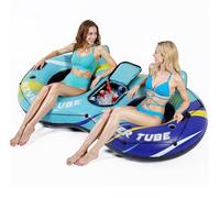 SOLAVERO Inflatable Tube Float, Inflatable River Tube Floating Chair Adult, Giant Pool Inflatables with Headrest & Cup Holders, Swimming Lounger Raft with Grab Handles & Rope for Water Fun