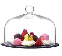 SOLAVIA Cake Dome Cover and Slate Board Glass Lid Cloche for Cake, Cheese, Pastry H22cm W30cm Home Kitchen Decor Display Protects for Afternoon Tea Scones Olimpiia
