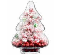 SOLAVIA Clear Glass Christmas Tree Jar with Lid H25cm Hand Crafted Decorative BonBon Container for Sweets, Candies, Bowl for Kitchen Décor Gift