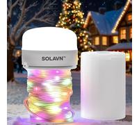 SOLAVN 10m RGB Auto-Cycle String/Fairy Light Lantern, USB-C Rechargeable, IP67 Rope/IPX4 Lamp, Party-Ready in Seconds, High/Low/Flash/Combo, Mini Portable for Christmas, Garden, Camping, Patio