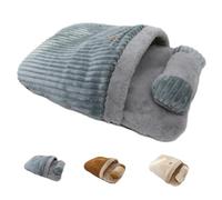Solazis Cozy Cat Winter Sleeping Bag, Warm Cat Sleeping Bag for Indoor, 360°Wrap Comfortable Soft Plush Pet Snuggle Sack for Cats Up to 7.5kg (Gray)