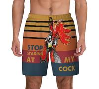SolAzul Stop Staring at My Cock Men's Swimming Trunks Funny Beach Board Shorts with Mesh Lining and Pockets Quick Dry, Type-04, XL
