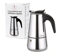 Solazzia Coffee Maker 4 Cup Moka Pot Stainless Steel Percolator coffee pot Espresso Maker, Compatible with Gas, Electric, Ceramic, and Induction stovetops(6.6 fl oz/200 ml)