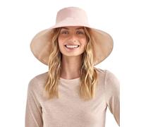 Solbari Ultra Wide Brim Hat UPF 50+ UV Protection Packable UV Sun Protection Hats with Full Coverage Brim, Soft Pink/Beige, Small-Medium
