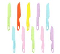 Solbrezeni 10Pcs Plastic Knives Kids Knife Set for Chopping, Reusable Corlorful Kids Cooking Set, Children's Safe Cooking Toddler Knife for Vegetable, Baking, Fruit, Bread, Cake, Lettuce, Salad