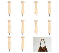 Solbrezeni 10Pcs Wooden Hooks, 2.9 Inch Wall Hooks Wooden Coat Hooks with Screws Solid Unfinished Wood Coat Pegs for Coat Towel Hanger, Hanging Clothes Hat Bags