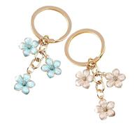 Solbrezeni 2 Pcs Keychains for Women, Flower Keychain Set, Cute Bag Pendant Decoration, Cute Car Accessories, for Car, Purse, Handbag Bag, Earphone Case, For Women Gift(Blue + Pale pink)