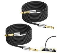 Solbrezeni 2m Guitar Cable, 2 Pcs 6.35mm to 6.35mm 1/4" Instrument Cable, TS Instrument Cables for Electric Guitars, Bass, Electric Mandolin, Keyboard, Pro Audio Black