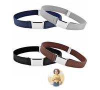 Solbrezeni 4 PCS Kid Black Belt, Square Buckle Kids Belt, Boys Belts, Adjustable Elastic Belts, Perfect for Boys and Girls Age 2-15 Children's Girdle Jeans, Trousers and Dresses Child Boy Girls