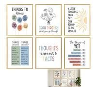 Solbrezeni 6 PCS Motivational Wall Art Posters, Inspirational Quotes Wall Art 8×10 in Unframed, Positive Affirmations Prints for Bedroom, Office, Classroom Decor, Educational Posters for Kids Room