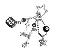 Solbrezeni 8 Ball Keyring Novelty Keychains, Y2K Keyring Chain, Lucky Dice Keychain, Bag Accessories with Stars, for Women and Men Perfect for Backpack Decor and Gifts