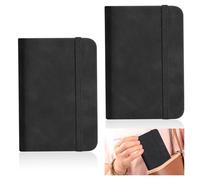 Solbrezeni A7 Notebook, 2 PCS Basics Classic Black Casebound Notebook 100 Pages Small Pocket Notebooks with Elastic Closure, Travel Notebooks Hardback Notepad for Writing and Note-Taking