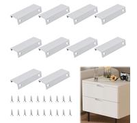 Solbrezeni Cabinet Pulls, 10 Pcs Concealed Drawer Handles, Back Mount Finger Edge Pull, with Screws, for Home Kitchen Door Drawer Cabinet(White Matt, Aluminium Alloy)