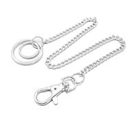 Solbrezeni Key Chain, 40cm Long Wallet Chain With Lobster Clasp And 2 Keyrings, Key Chains For Men Women, Chains for Jeans Metal Trouser Chain for Pants Pocket Belt, Anti Lost Keychain(Sliver)
