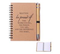 Solbrezeni Leaving Gifts for Colleagues Women, Notepad and Pen Set, Staff Leaving Gift, Spiral Notepad for Teachers Friends Colleagues Employees, Gift for Man and Women(Brown)