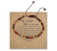 Solbrezeni Natural Stone Beaded Bracelets, Friendship Bracelet Adjustable Beaded Bracelets for Women Relaxation Spiritual Friendship Bracelet for Women Best Friends Birthday Gifts