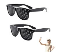 Solbrezeni Pinhole Glasses, 2 Pcs Unisex Vision Care, Anti Myopia Spectacles Vision Improvement & Relaxation, Grid-Glasses for Eye Training, Pin Hole Glasse for Fatigue Relief (Black)