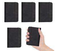 Solbrezeni Pocket Notebook A7, 4Pcs A7 Notebook, Basics Classic Black Casebound Notebooks, Small Note Pad with Elastic Closure, Portable Mini Notebooks, for Writing and Note-Taking (200 Pages)