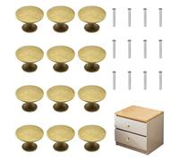 Solbrezeni Vintage Drawer Knobs, 12Pcs Antique Brass Door Handles 30mm Cabinet Knobs Round Furniture Knob Cupboards Door Knobs for Interior Doors, Cabinet Drawer, Kitchen, Bathroom Cabinet, Office