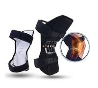 SOLBUM 2 Packs Knee Booster with 3 Powerful Springs, Knee Supports Power Knee Stabilizer Pads for Men/Women Weak Legs, Arthritis, Meniscus Tear Pain, Fitness and Sport,Black
