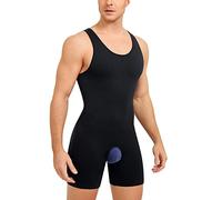 SOLCYSX Mens Sleeveless Full Body Shaper Underwear Slimming Compression Bodysuit Shapewear Tummy Control Fajas Para Hombres, Black, X-Small/Small