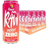 Sold by Kandy Collection - Rubicon 12 Pack Peach & Berry 500ml Energy Drink Zero Added Sugar