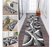 Sold by the Metre Modern Design Non-Slip Washable Long 60 x 140 cm Grey Black White Corridor Carpet Dining Room Bedroom Living Room Dirt Trapper Mat Kitchen Rug Runner