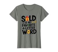 Sold is My Favorite Four Letter Word, Real Estate Agent T-Shirt, Women, Olive Heather, Medium