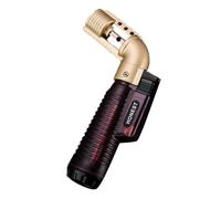 (SOLD WITHOUT GAS)Bent Jet Torch Portable Windproof Lighter, Butane Gas Refillable, Adjustable Flame,Transparent Body, Gift (transparent purple)