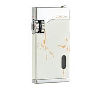 (Sold without GAS) Double Jet Lighter, Windproof Lighter, Visual Window,Refillable Butane Jet Torch Lighter, Lighters Gift for Men (White)