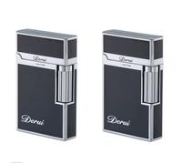 (Sold without Gas) Portable Lighter Butane Gas Refillable Soft Flame Lighter Gift (Silver*2)