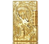 (Sold Without GAS) Vintage Gold, Windproof Lighter, Classical Design, Gift (Gold)