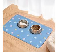 Solday Bowl Mat Dog Non-Slip Feeding Mat Cat 60 x 40 cm Bowl Mat Pet Food Mat Waterproof and Non-Slip Pet Feeding Mat (Azure Blue)