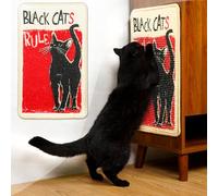 SOLDAY Cat Scratching Mat for Floor, Wall, Carpet, Couch Furniture, 56 x 33 cm, Anti-Scratch Furniture Protection, Scratching Board with Velcro Fastener (Black Cat Rules)