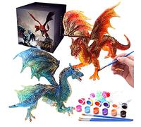 SOLDAY Painting Dragon Toys Kits for Kids Arts and Crafts Ages 3 6 5 7 9 12 Boys Girls to Make Your Own Paintable Figurines Birthday Party Supplies - 2 Dragons