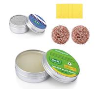 Solder Flux Paste 50g, Soldering Tip Cleaner 16g, Soldering Tip Cleaning Kit, Brass Cleaning Wire, Sponge for Cleaning Solder Iron Tips