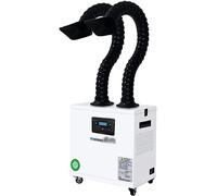 Solder Fume Extractor with Double Arms, 100W Power, Stepless Speed Regulation, and Rotary Switches for Effective Soldering Iron Purification